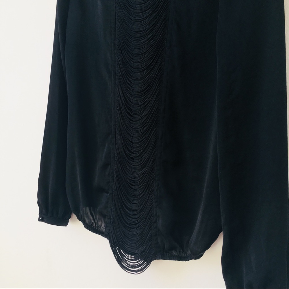 BOSS ORANGE BLACK FRINGE LONG SLEEVED BLOUSE